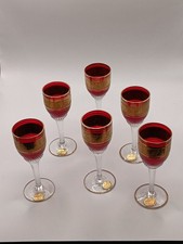 6 - Vintage Gold Red Bohemian Twisted Stem Gr...