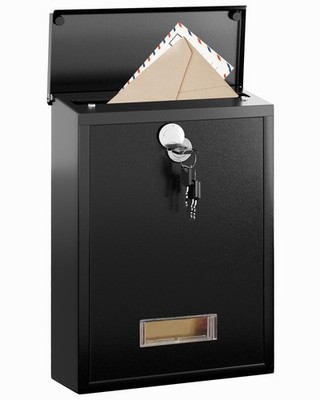 Locking Wall-Mount Mailbox for Outside, with 4 Keys, Galvanized Steel Rustpro...