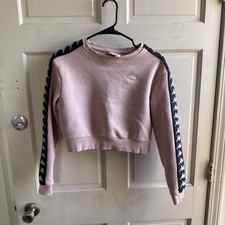 KAPPA Teen Medium M Cropped Logo Sweatshirt Long Sleeve Pink Salmon