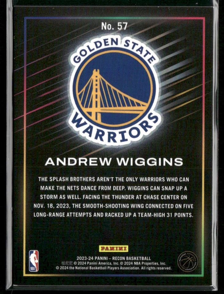 2023-24 Panini Recon - Andrew Wiggins #57 Holo Gold /10 - Image 2 of 2