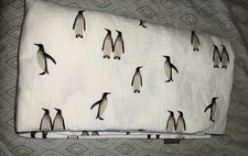 Eddie Bauer Home Flannel Queen TOP SHEET 100 Cotton - PENGUINS - EUC 