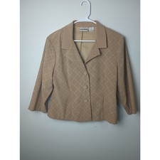 Vintage Fashion Bug Chain Dimond Tan Button up Blazer Women Size 14 Old Money