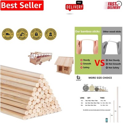Versatile 25PCS Bamboo Dowel Rods 1/4 x 12 Inch - Ideal for DIY and Home Decor
