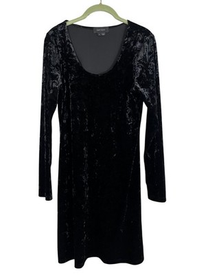 Crushed Velvet Dress Black L Bodycon Vampire Witchy Fairy Grunge Skater Retro