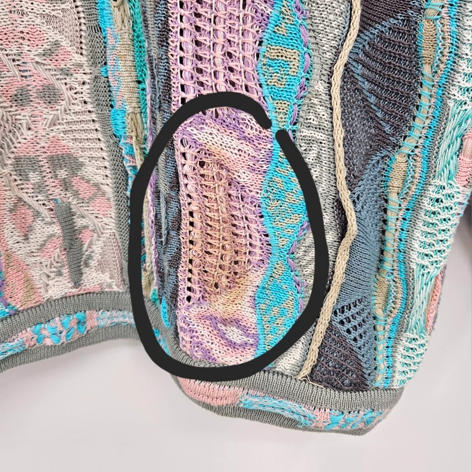 Vintage 90s COOGI Multicolor 3D Knit Sweater Men's Large Made In Australia - Image 3 of 4