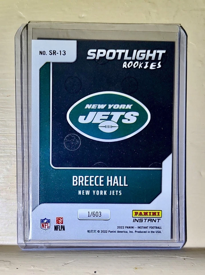 Breece Hall 2022 NFL Panini #13 Spotlight Rookie Football Card 1/603 - Image 2 of 2
