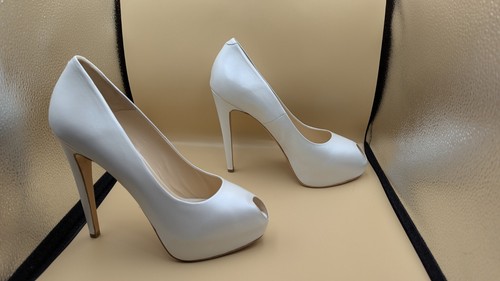 Albano Italy Vero Cuoio voll Leder High Heel Plateau Peep Toe Pumps weiß Gr.39 - Bild 5 von 11
