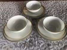 SET Of 3 CUP SAUCER PLATE PSL EMPIRE CHINA AUSTRIA  WHITE BEIGE GOLD VGC