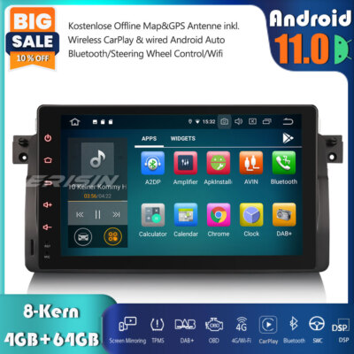 9 Zoll DAB+Android 12 Autoradio GPS Navi CarPlay BMW 3er E46 M3 Rover 75 MG ZT