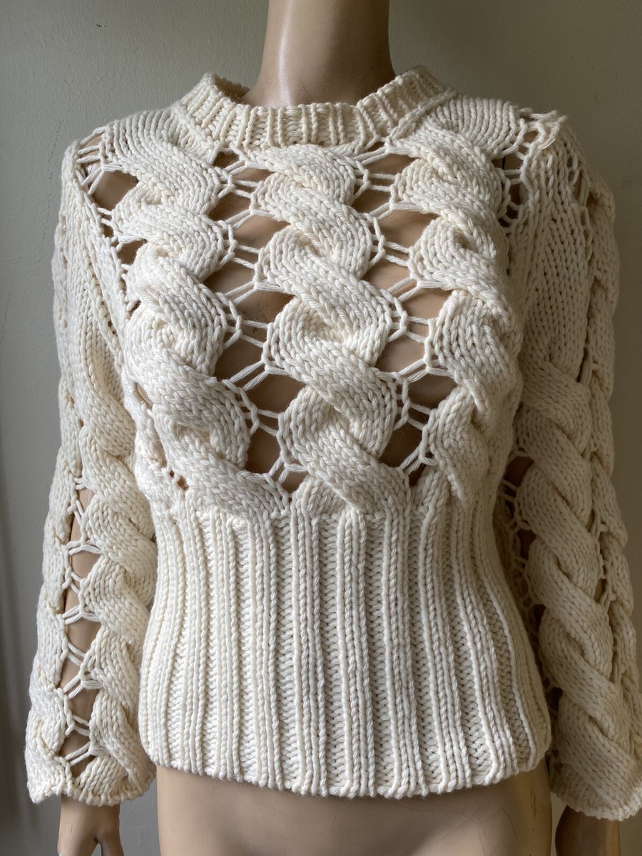 NWOT COMME DES GARCONS UNIQUE WOOL CHUNKY CROCHET KNIT JUMPER SWEATER JAPAN S