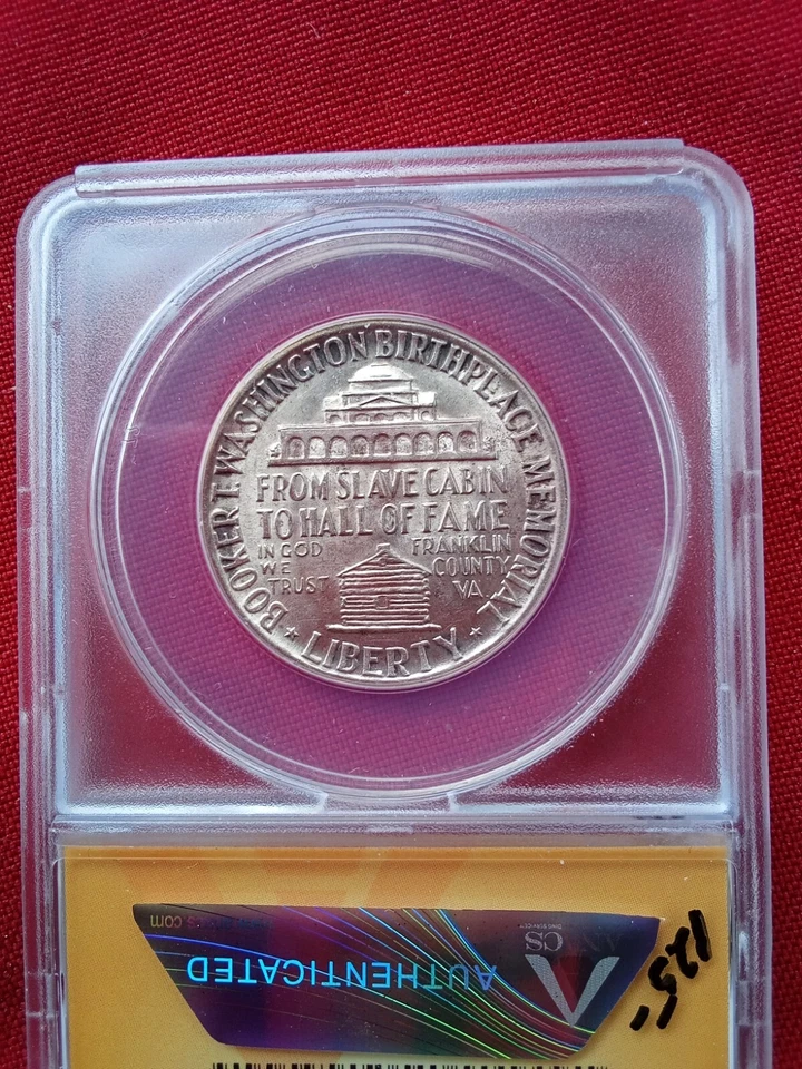 1946 P 50c Booker T. Washington Commemorative Coin In AU 55 . - Image 3 of 4