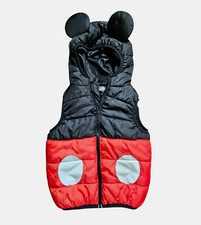Disney Parks Mickey Mouse Ears Hooded Puffer Vest Full Zip Youth XS Polyester