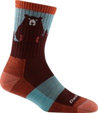 DARN TOUGH 1970 Burgundy Women's Bear Town Micro Crew Lightweight Hiking Sock