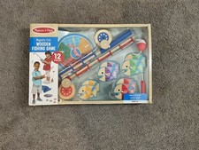 MELISSA  DOUG CATCH  COUNT WOODEN FISHING GAME DEVELOPMENT TOY MAGNETIC RODS