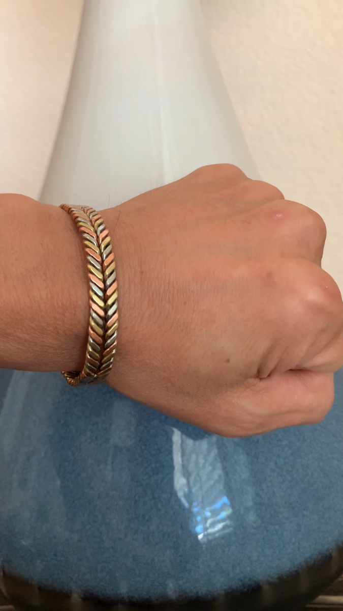 Pure Copper Magnetic Bracelet - Tri-Color Twist Cuff For Arthritis Pain Relief & Energy