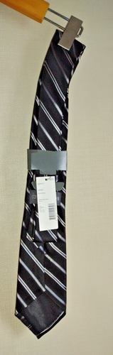 Covington Silk Tie Mens Necktie Striped Multicolor Black Gray Silver NWT - Picture 2 of 4