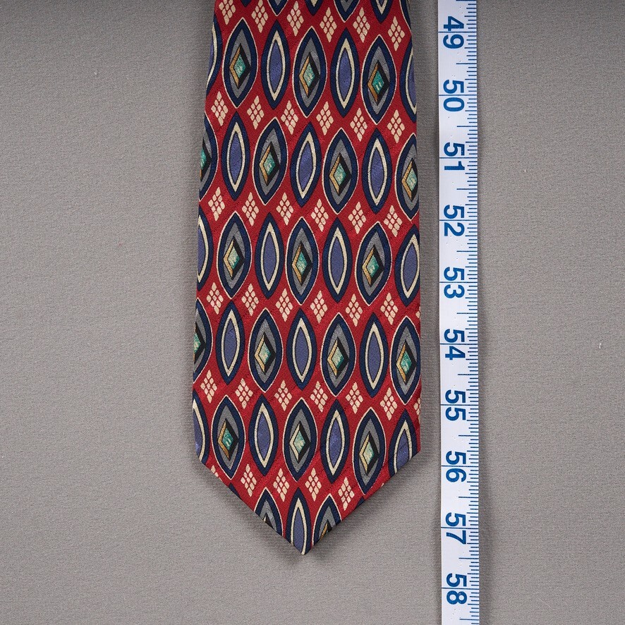 Robert Talbott Studio Tie Red Blue Geometric Silk - image 11