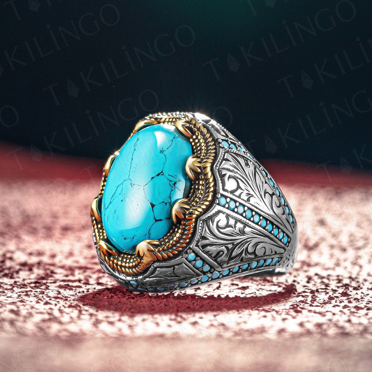 アクセサリー silver 925 turquoise ring Turquoise Rings for Men - 925 Sterling Silver Natural Turquoise