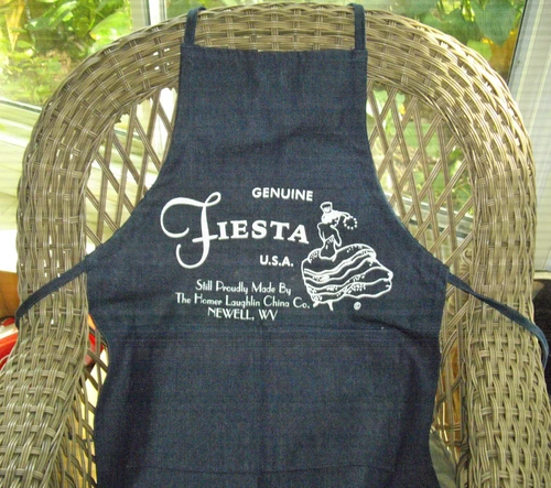 Homer Laughlin Fiesta Blue Denim Apron Dancing Lady  USA ~