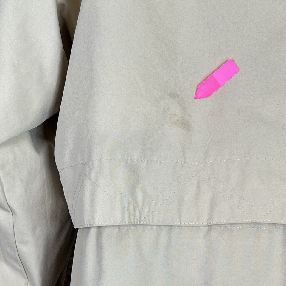 LL Bean Trench Coat Raincoat Womens S Beige Vented Hooded Zip Out Wool