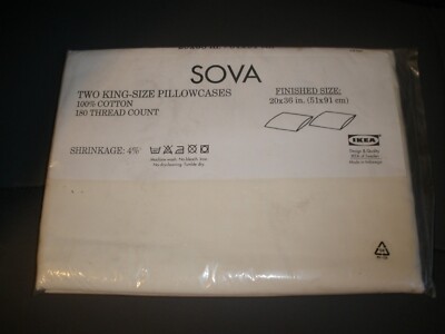 NEW IKEA Sova Set of 2 King Size Pillowcases Beige 20'' x 36''