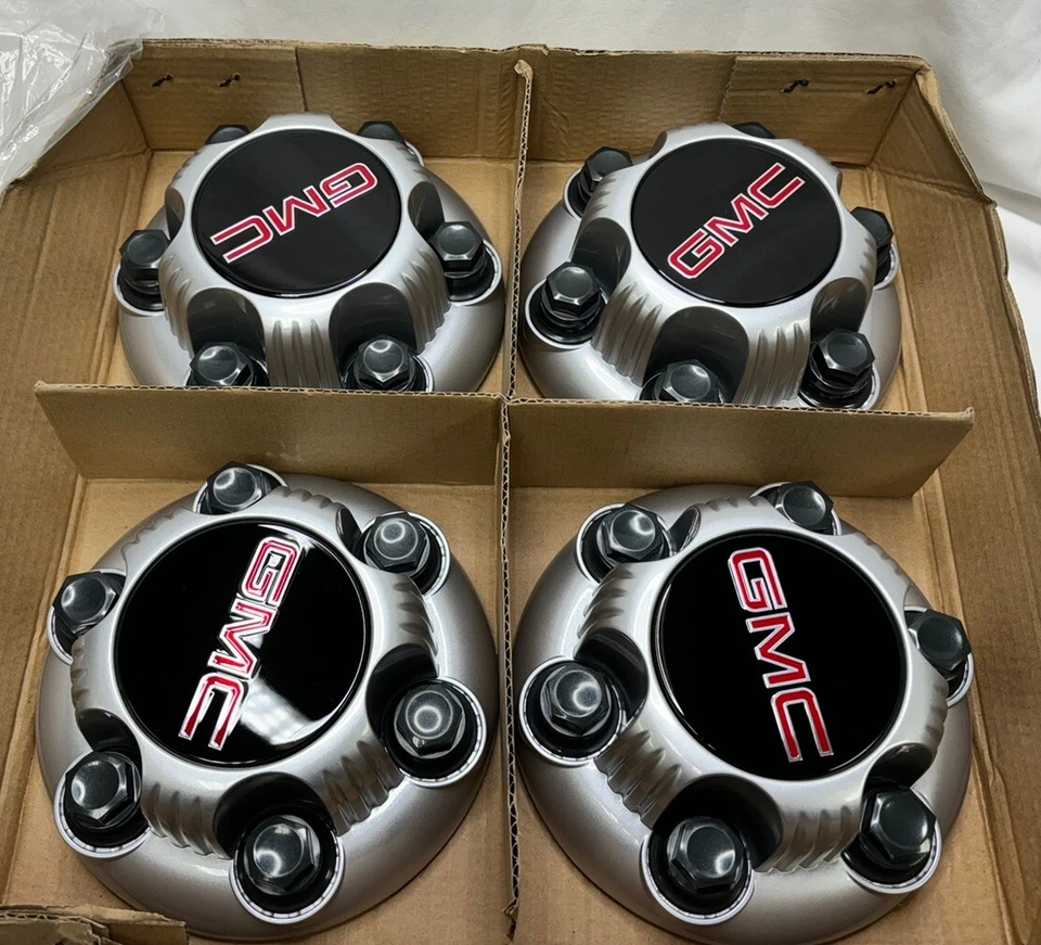 OEM GM 4 PIEZAS GMC Sierra 1500 Yukon Savana Buje-6 tacos TAPA CROMADA 16" 17" Ruedas Foto 2 de 4
