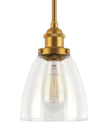 Industrial Farmhouse Mini Pendant Light + Clear Glass Shade 8 Inches