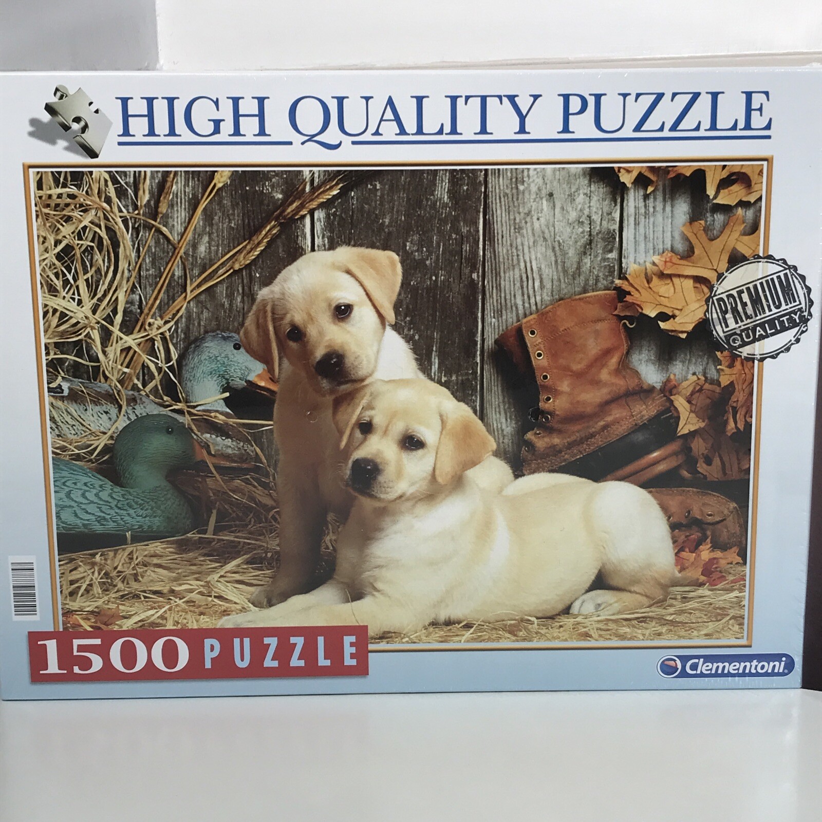 ""Hunting Dogs"" 1500 Piece Jigsaw Puzzle  Clementoni Labrador Puppies - Sealed