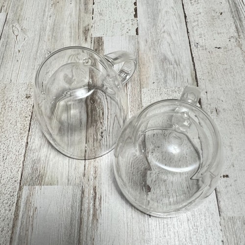 Blown Glass Coffee Tea Cappucino Mugs Clear Set of 2 - Picture 3 of 4