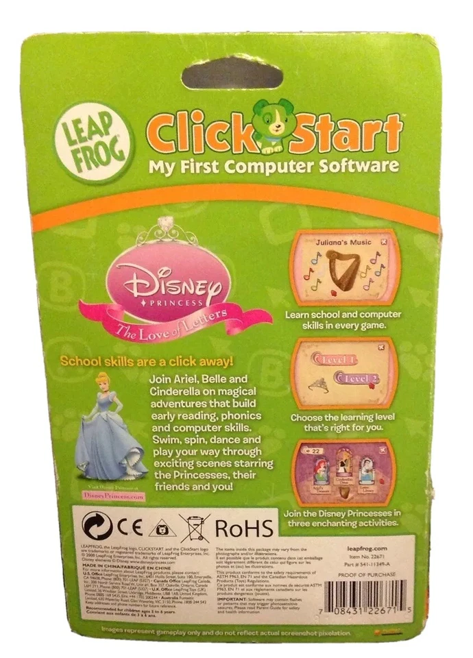 NEW Leap Frog Click Start Disney Princess Love of Letters Phonics Software Game - Image 3 of 3