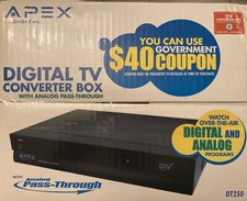 APEX Digital TV Converter Box with Analog Pass-Through DT250 2008 Brand New