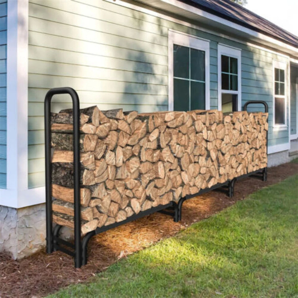 XXL Steel Firewood Rack Freestanding Fire Log Wood Large Holder Storage Solution - Image 1 of 4