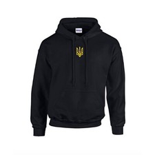 Ukraine Trident Coat of Arms Embroidered Logo Black Hoodie Zelensky Trident Army