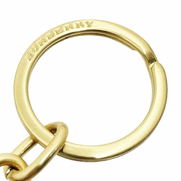 BURBERRY ゴールド キーリング □Authentic Burberry Keychain B Logo Keyring Leather