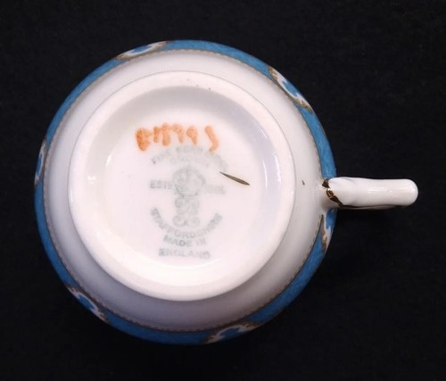 Crown Staffordshire England Blue Lyric Tunic Cup & Saucer Fine Bone China - Picture 8 of 12