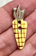 Collectible Ceramic Button Corn On The Cob 2 Hole Flat Button