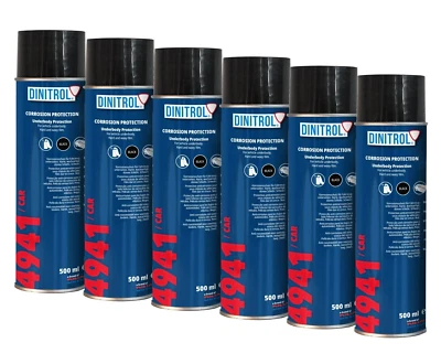 6 x DINITROL 4941 Underbody Chassis Rust Proofing Black Wax 500ml Aerosol Spray