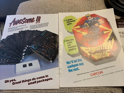 original 1988 11- 8.5'' Forgotten Worlds Capcom cps arcade video game AD FLYER