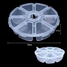 2 pcs Clear Round Beads Jeweley Display Box Case 8 Grids Storage Container 4"