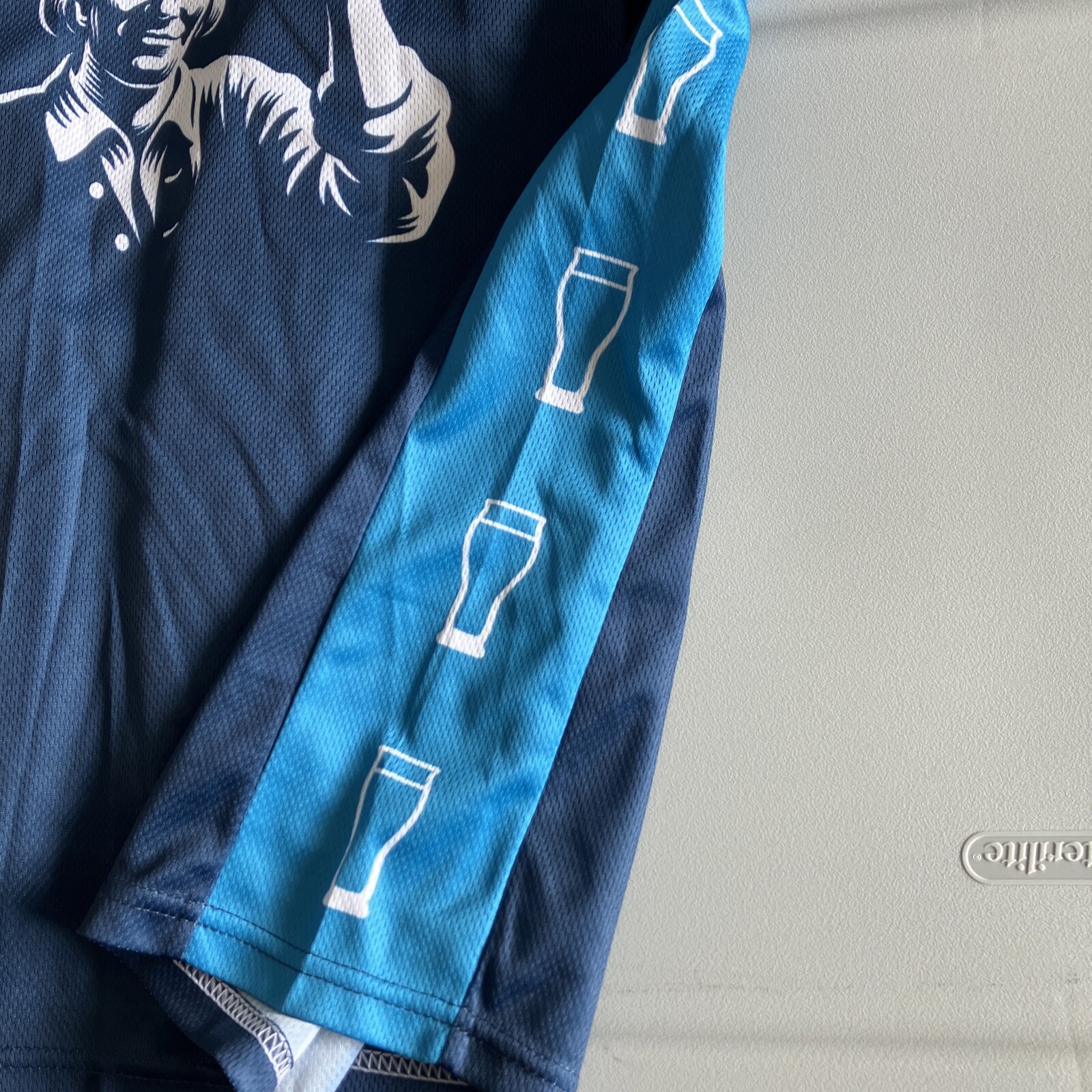 Men’s Sam Samual Adams Brackets & Beers Blue Basketball Jersey #23 Medium