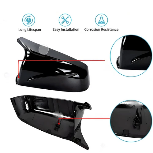 LH+RH Spiegelkappen Abdeckung Schwarz Für BMW 5 Series E60 E61 F10 F11 F12 F13 - Bild 6 von 16