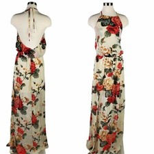 Show Me Your MuMu Heather Halter Dress Maxi Floral Roses Womens XL Dress