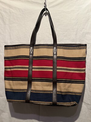 Talbots Canvas Shoulder Bag Striped Purse & Wallet Multi Colored Large 21  X 13 