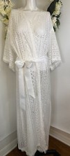 Vintage Bridal Women's Size S White Open Lace David's Bridal Robe With Sash NWOT