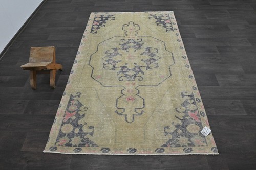 Oushak Turkish Vintage Rug 4x7 Kilim Rug Anatolian Handmade Boho Decor BEIGE