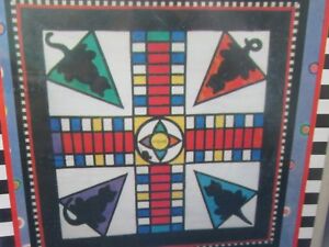 Applique Pieced Quilt Pattern Ca Cheesy Cats On Parcheese Game Board Nip Ebay