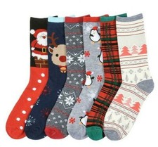 6 Pairs Christmas Winter Warm Soft Crew Socks Assorted Xmas Gifts Xmas2 9-11