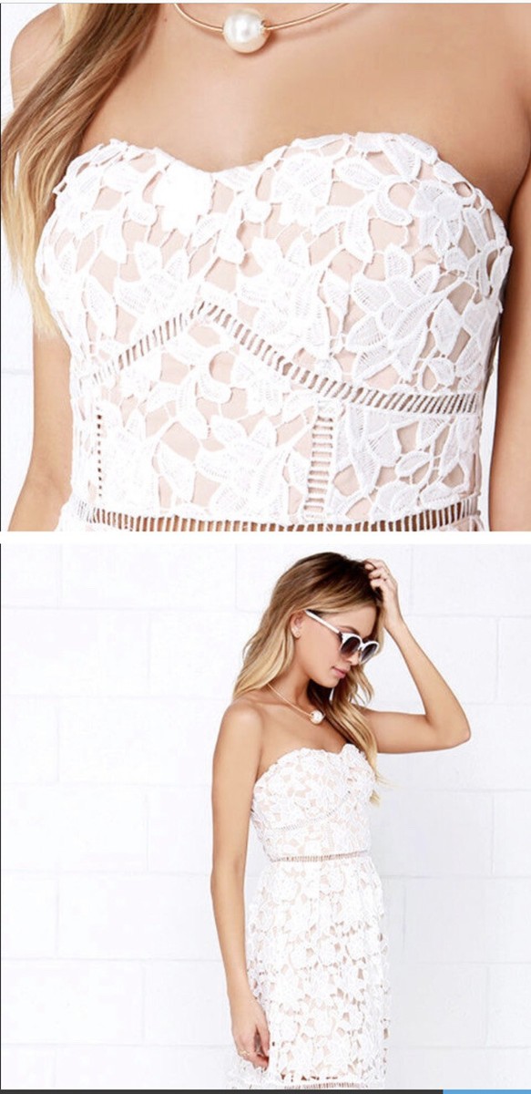 Lulus Pinnacle & Prestige Ivory Lace Strapless Midi Dress~Sz M~ Beautiful~ | eBay Lulus Pinnacle & Prestige Ivory Lace Strapless Midi Dress~Sz M~ Beautiful~ | eBay