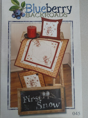 Blueberry Backroads Pattern 045 First Snow Snowman Pillow Wall Quilt Candle Mat