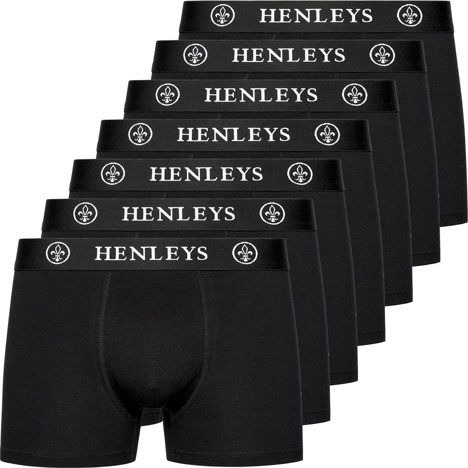 HENLEYS Mens 5/6/7 Pack Designer Trunks Multipack Black Shorts Underwear Boxer